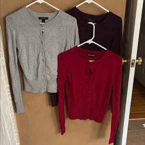 Express Gray, Red, and Purple Sweater Set